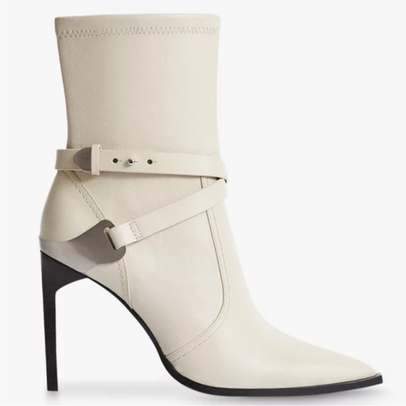 NEW Reiss Hayworth Pointed Toe Stiletto bootie white 40 - Picture 2 of 8